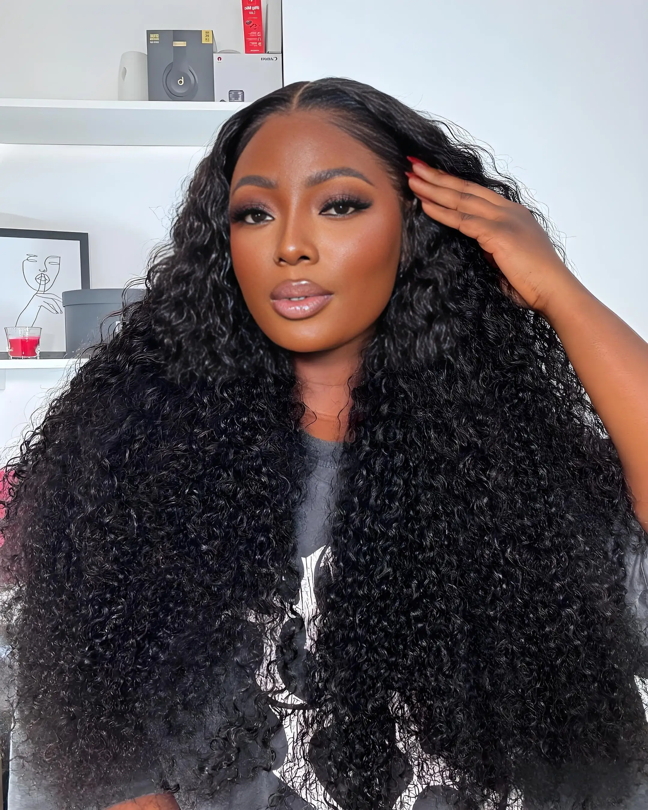 

46 44 Inch 220 Density Deep Wave Lace Front Human Hair Wig For Black Women 13x6 HD Transparent Curly Wig Water Wave Frontal Wigs