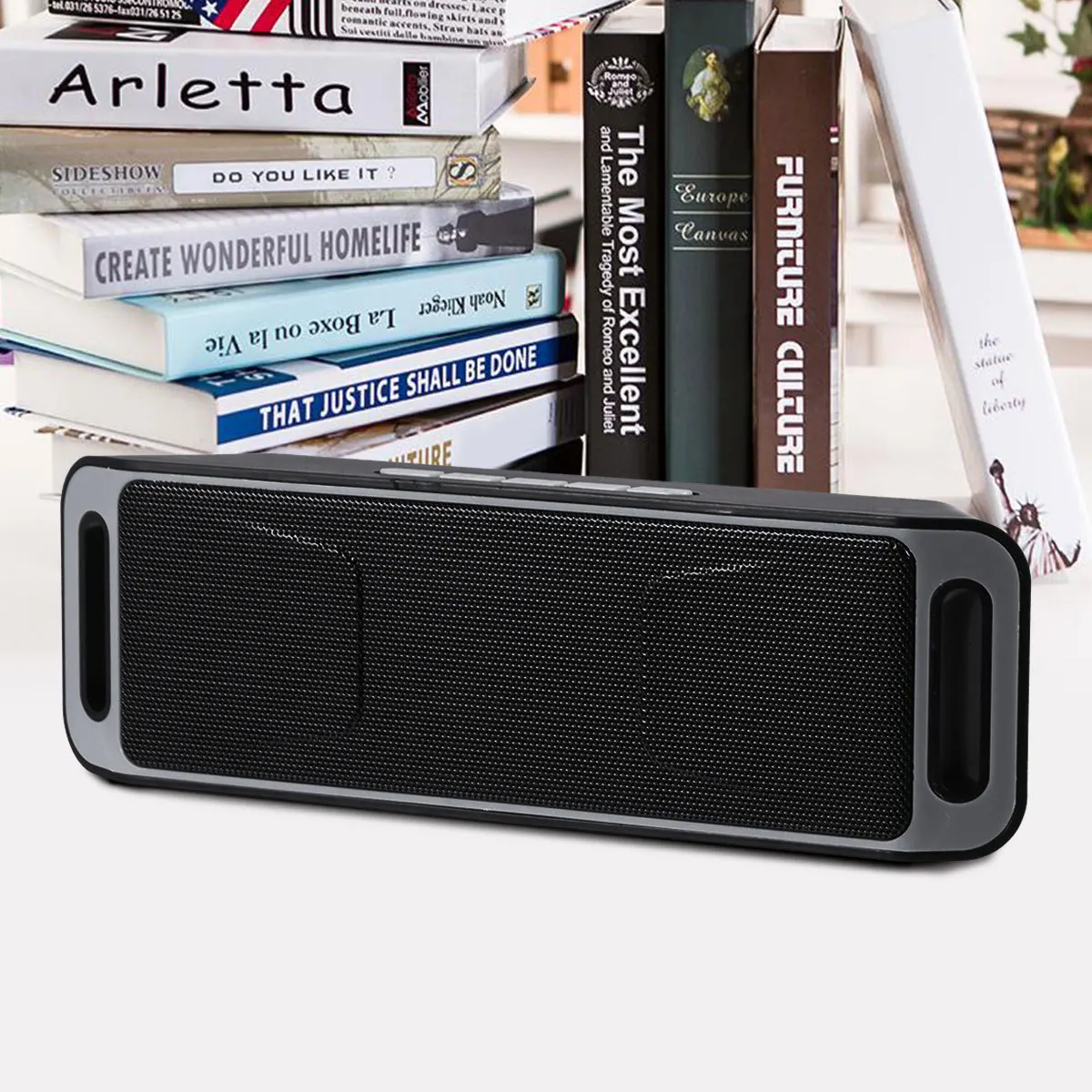 

Speaker Portable Subwoofer Mini Wireless Travel Speakers Bass Round Shape Speakerphone