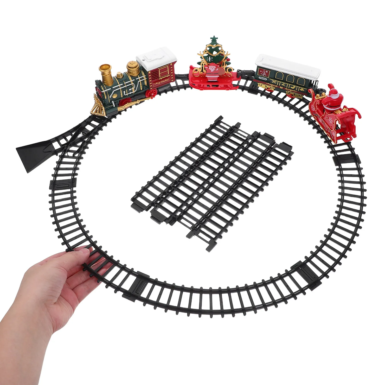 

1Set Retro Christmas Train Set with Light- Sound Effects Locomotive for Under Tree Display Festive