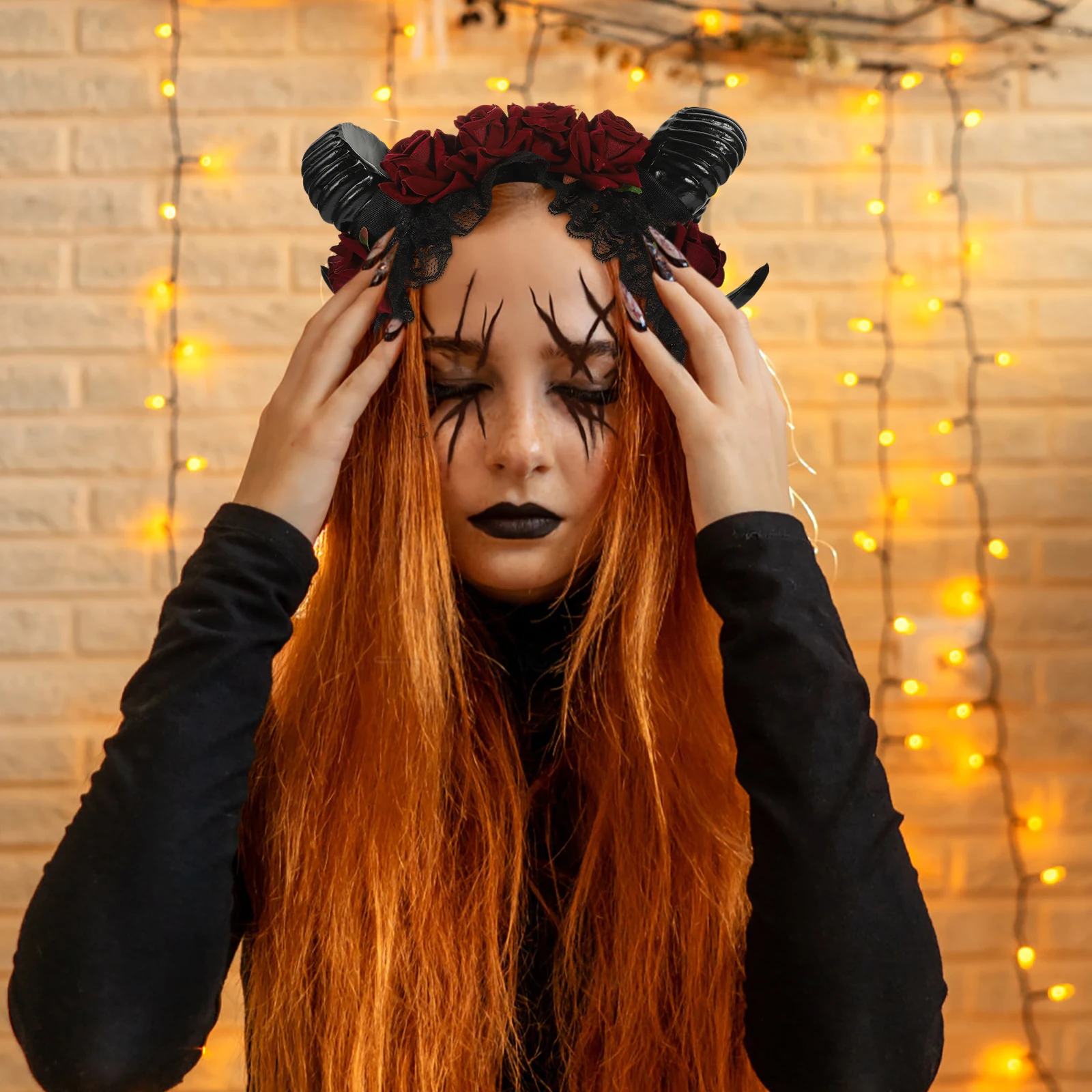 

Halloween Headband Sheep Horn Rose Hair Band Lightweight Durable Comfortable Cosplay Party Costume Accessory Supplies