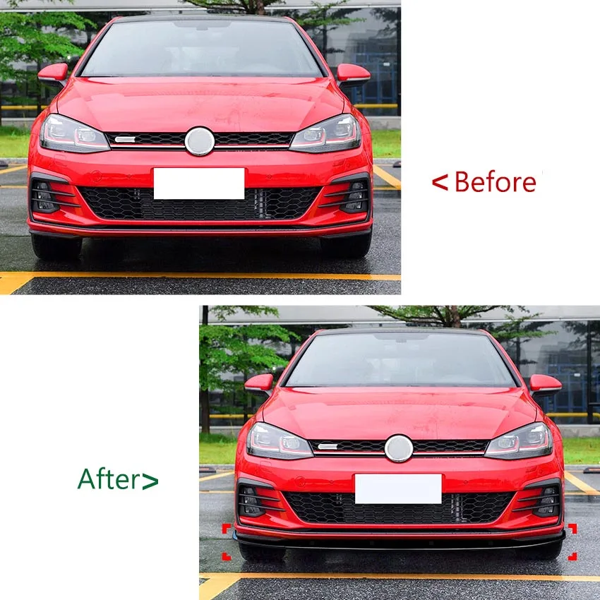 For Volkswagen Golf MK7.5 GTI GTD R Rline 2017-2019 Front Bumper Splitter Lip Spoiler Diffuser Tuning Body Kits Gloss Black ABS