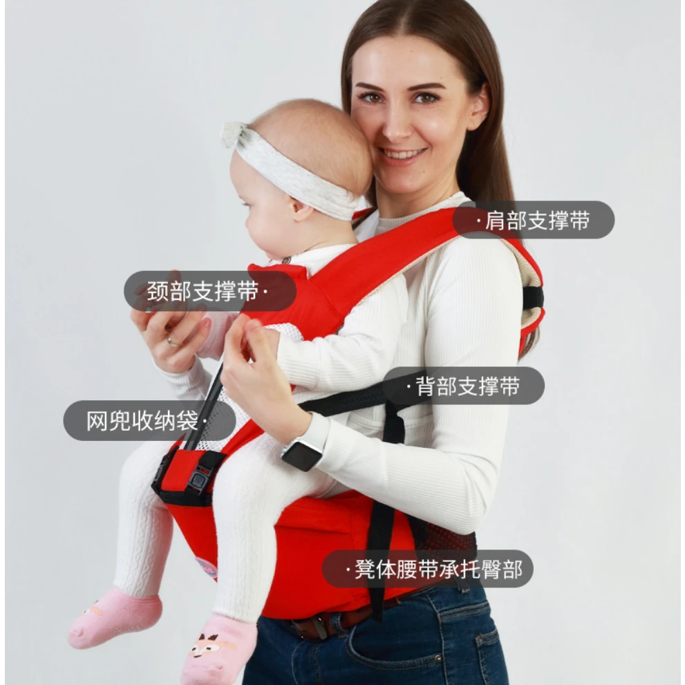 Baby Carrier Multifunctional Sling Backpack Breathable Nursing Bag Waist Seat for Newborn with Lumbar Support & Cool Air Mesh