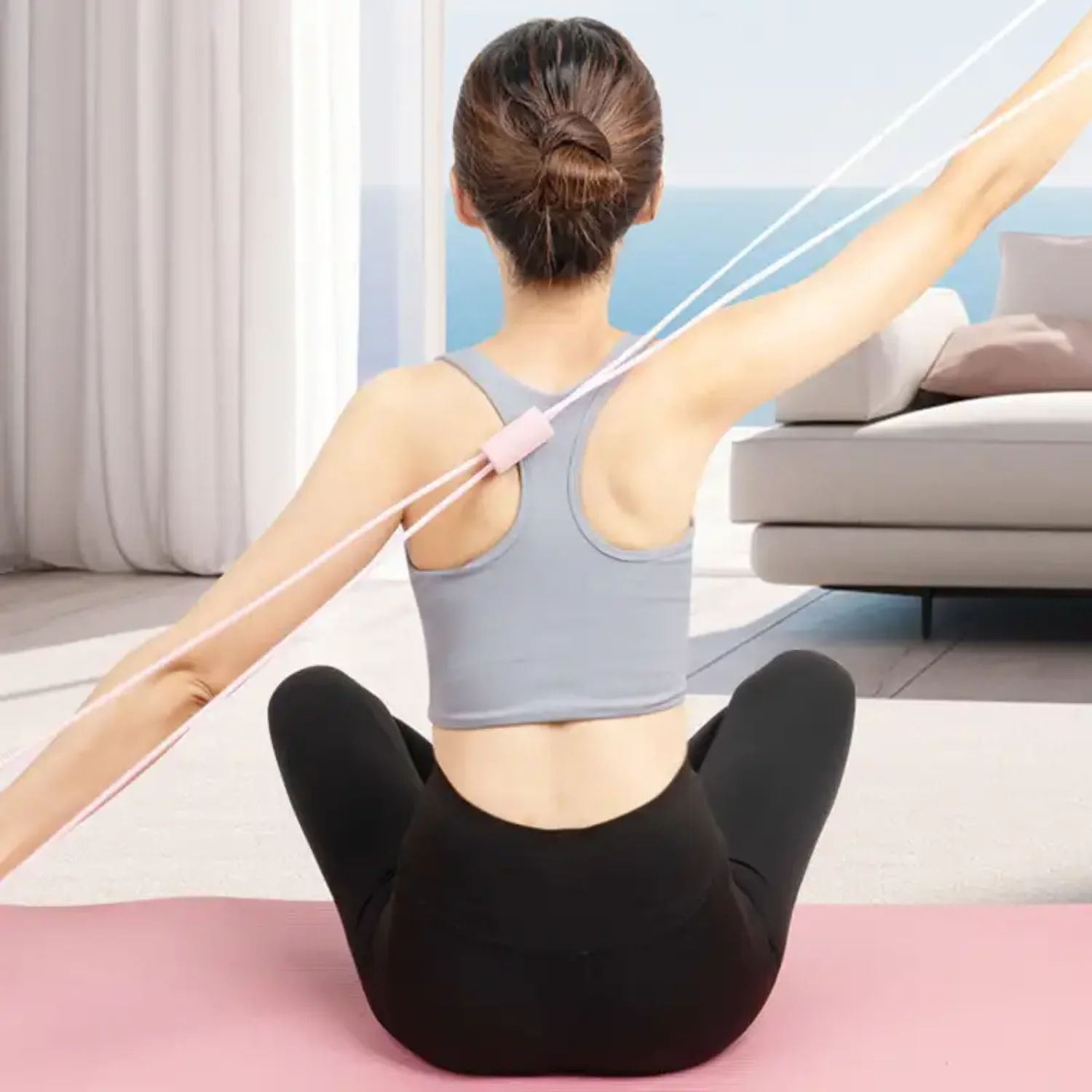 الشكل 8 العصابات المقاومة تدريب القوة ممارسة أنبوب الفرقة النساء الرجال الأسلحة الصدر المتوسع اليوغا رياضة اللياقة البدنية سحب حبل #4