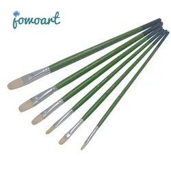 6pcs/Set hard Pig 's Bristles Artist Oil Painting Brushes Long Birch Rod Hazel Shape Painting Brush Set Drawing Art Supplies