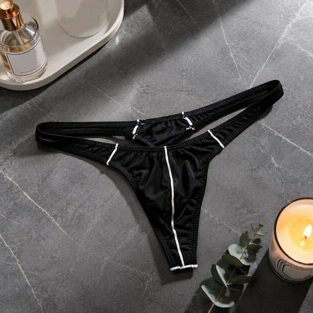 Simple Low Waist Men Underwear Seamless Ultra Thin Men's Thong U-shaped Pocke Male Lingerie T-back Briefs Sports Wear