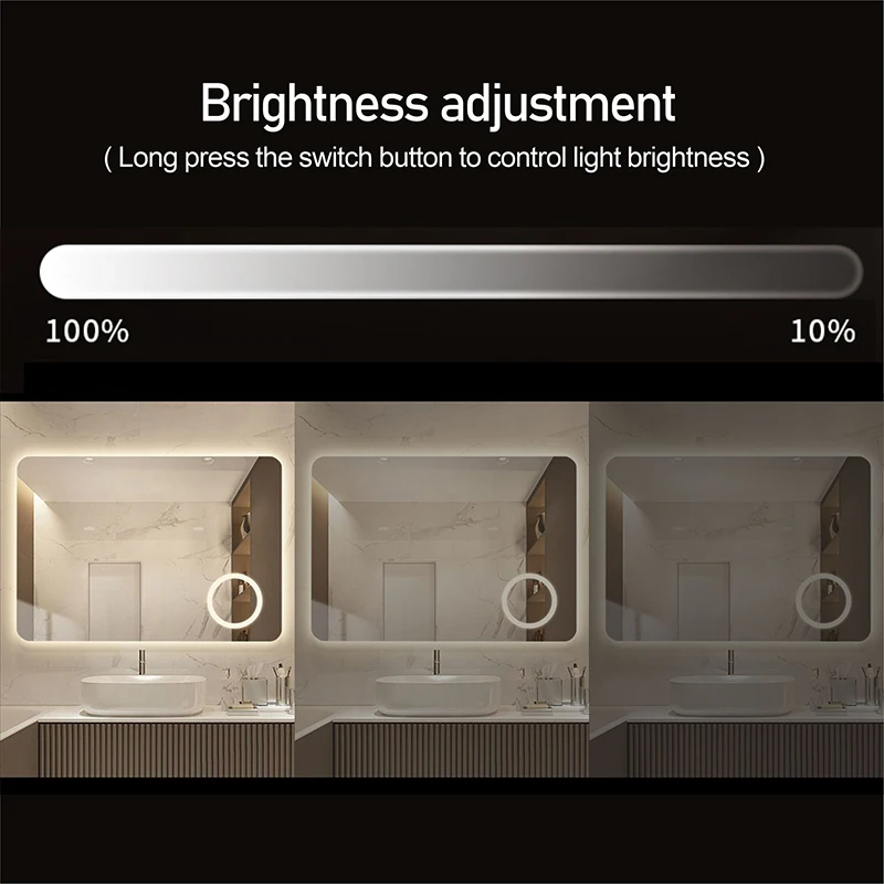 Imagem -05 - Inteligente Retangular Maquiagem Espelho do Banheiro Led Vanity Mirror Anti-fog Brilho Dimmer Cores Lupa 5x