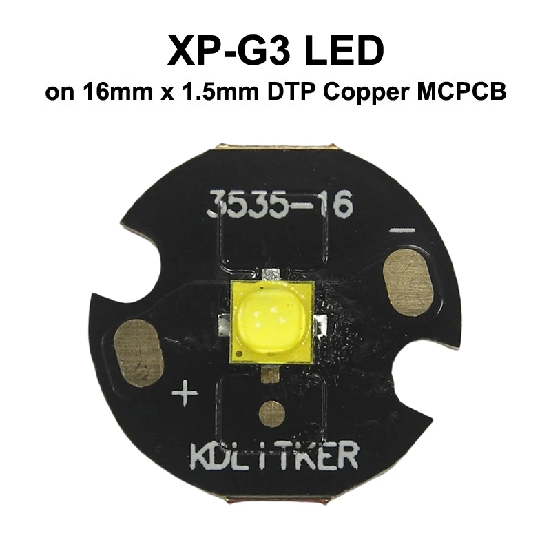 XP-G3 6W 2A 777 Lumens 7500K 6500K 5000K 4000K 3000K 2700K SMD 3535 LED Emitter on KDLitker DTP Copper MCPCB Flashlight DIY