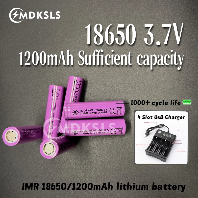 Nuevo 1200mah 18650 bateria recargable com cargador 3,7 v baterías de íon-lítio para ponteiro eléctrico campainha lanterna