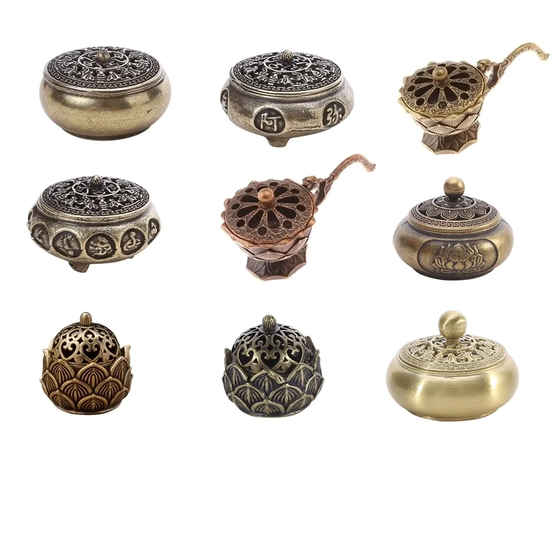 Buddhist Utensils Incense Burner Lotus Incense Censer Archaic Copper Alloy Sandalwood House Furnishings Home Office Decoration ﻿