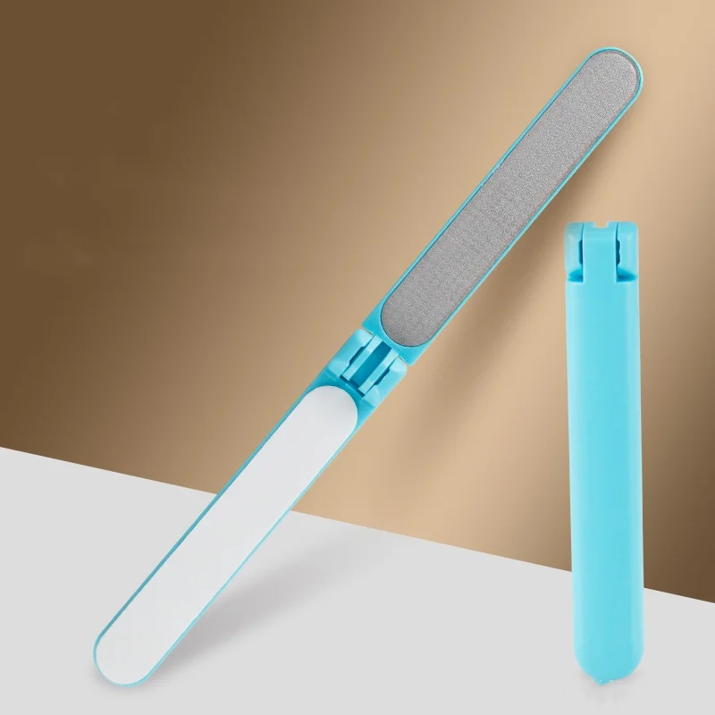 Składany Dwustronny Metalowy Pilnik do Paznokci Szlifujący Grube Manicure Usuwanie Lakieru Żelowego UV Przenośny Dwustronny Mocny Pedicure Narzędzia do Paznokci