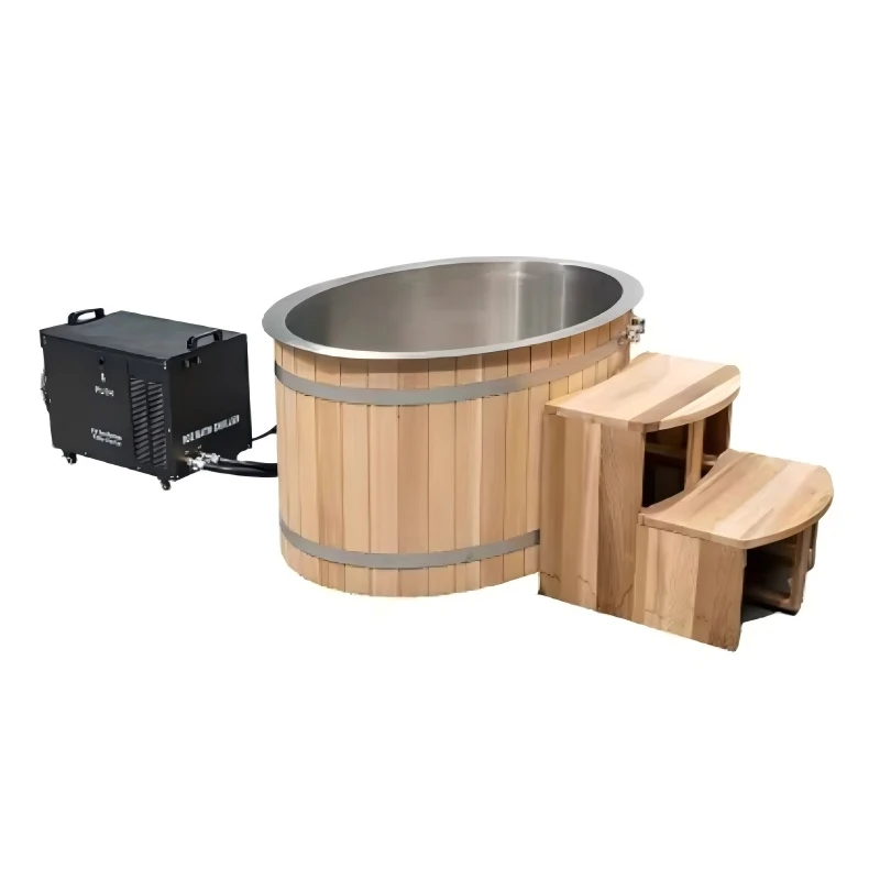 New Design Canadian Cedar 1-Person Portable Whirlpool Hot Tub Combo Oval Portable Ice Bath Massage Drainer for Soaking Villas