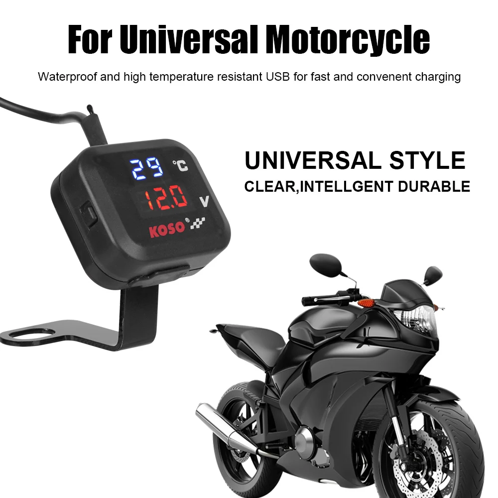 Misuratore di temperatura dell\'acqua del motociclo universale indicatore di temperatura del caricatore del telefono USB per accessori HONDA SUZUKI