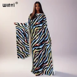 WINYI african dresses for woman maxi dress With A Hijab kaftan Floral Print Batwing  Kaftan Abaya summer Bohemian party dress