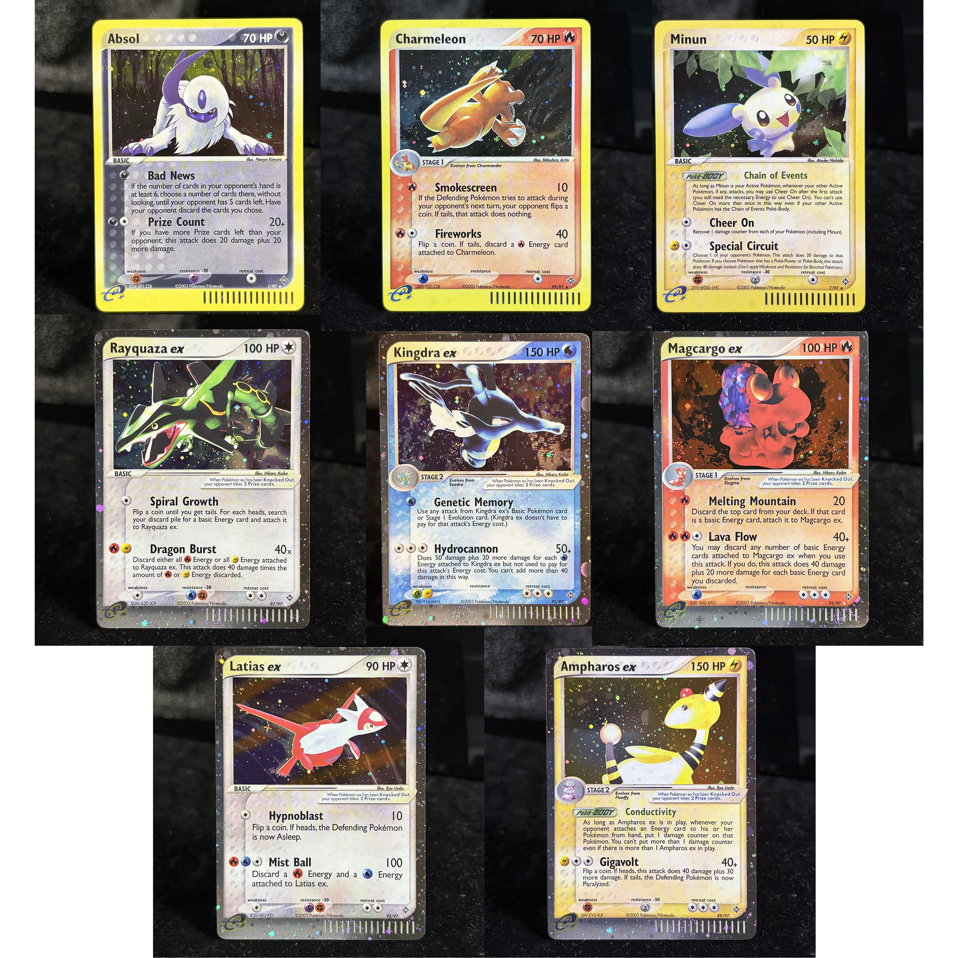 Набор из 8 голографических карт PKM TCG EX Dragon E-Reader: Rayquaza/Ampharos/Latias ex 2003, ультраредкие голографические EX коллекционные карты PTCG (прокси-карты)