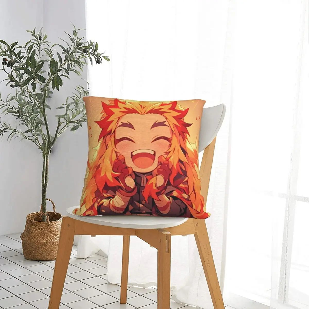 Flame Hashira Kyojuro Rengoku Square Pillow Case Anime Demon Slayer Cushion Covers Funny Zipper Decor Pillowcase for Sofa 40*40