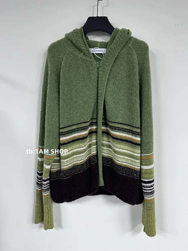 New 2024 Men Luxury Winter kiko kostadinov Striped Gentleman Knit Casual Sweaters Cardigans Coats US Size High Quality #600