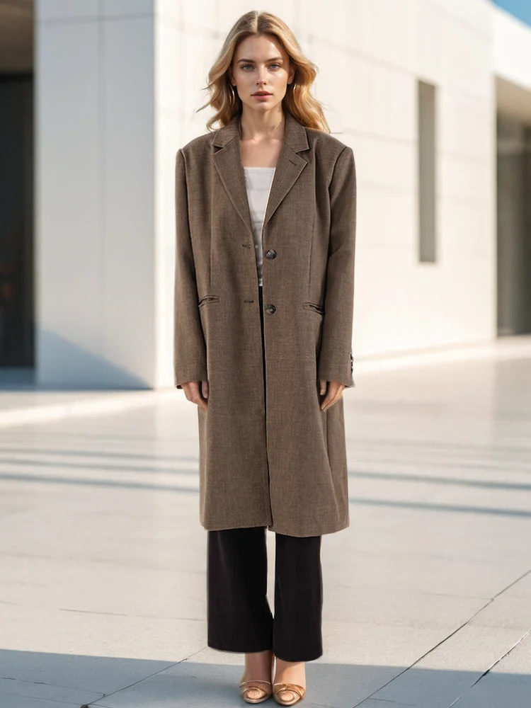 Deat Mode Dames Trenchcoat Gekerfde Enkele Rij Knopen Zakken Losse Rug Asymmetrische Split Windjack Herfst 2024 Nieuwe Cpdb219