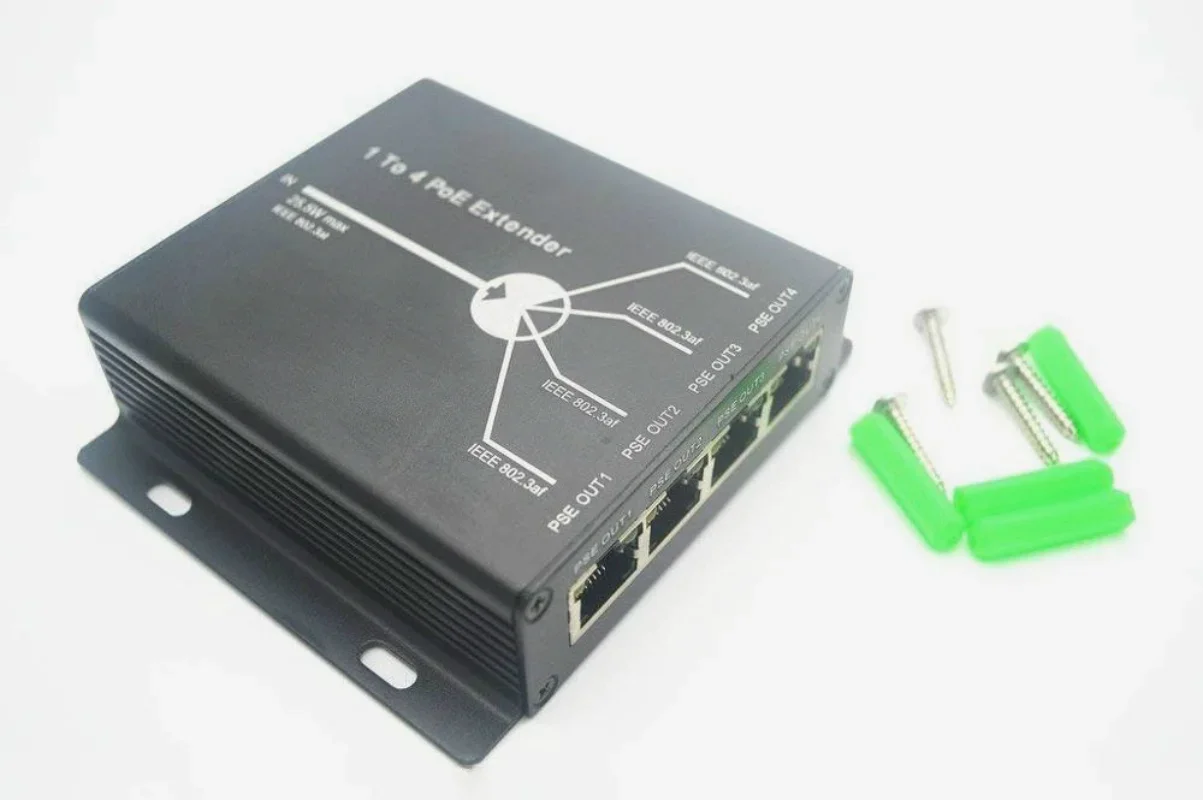 4พอร์ต IEEE802.3af PoE Extender สำหรับกล้อง IP ขยาย120เมตรระยะทางการส่งข้อมูลพอร์ต10/100M LAN