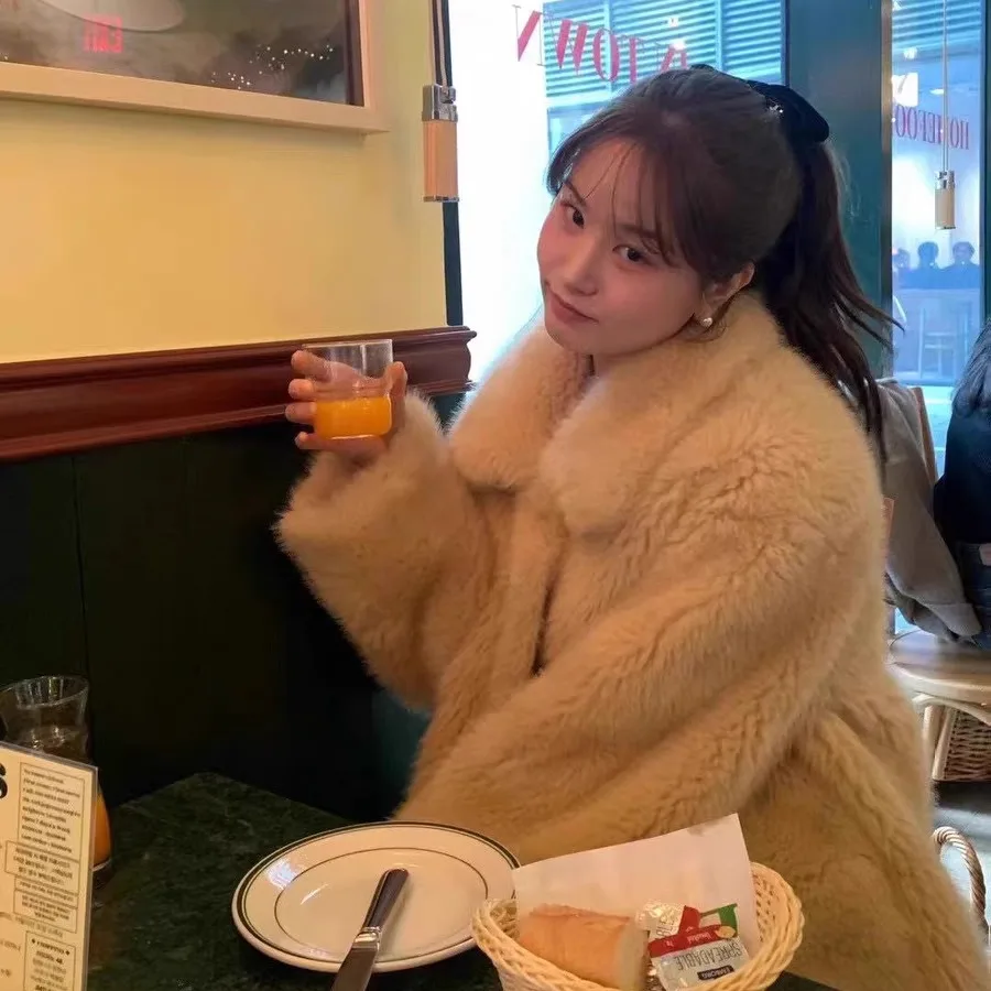 

Экологичное меховое женское длинное пальто с воротником на одной пуговице Dongda Gate Ounce, высококачественное пальто для поездок на работу, обычная посадка