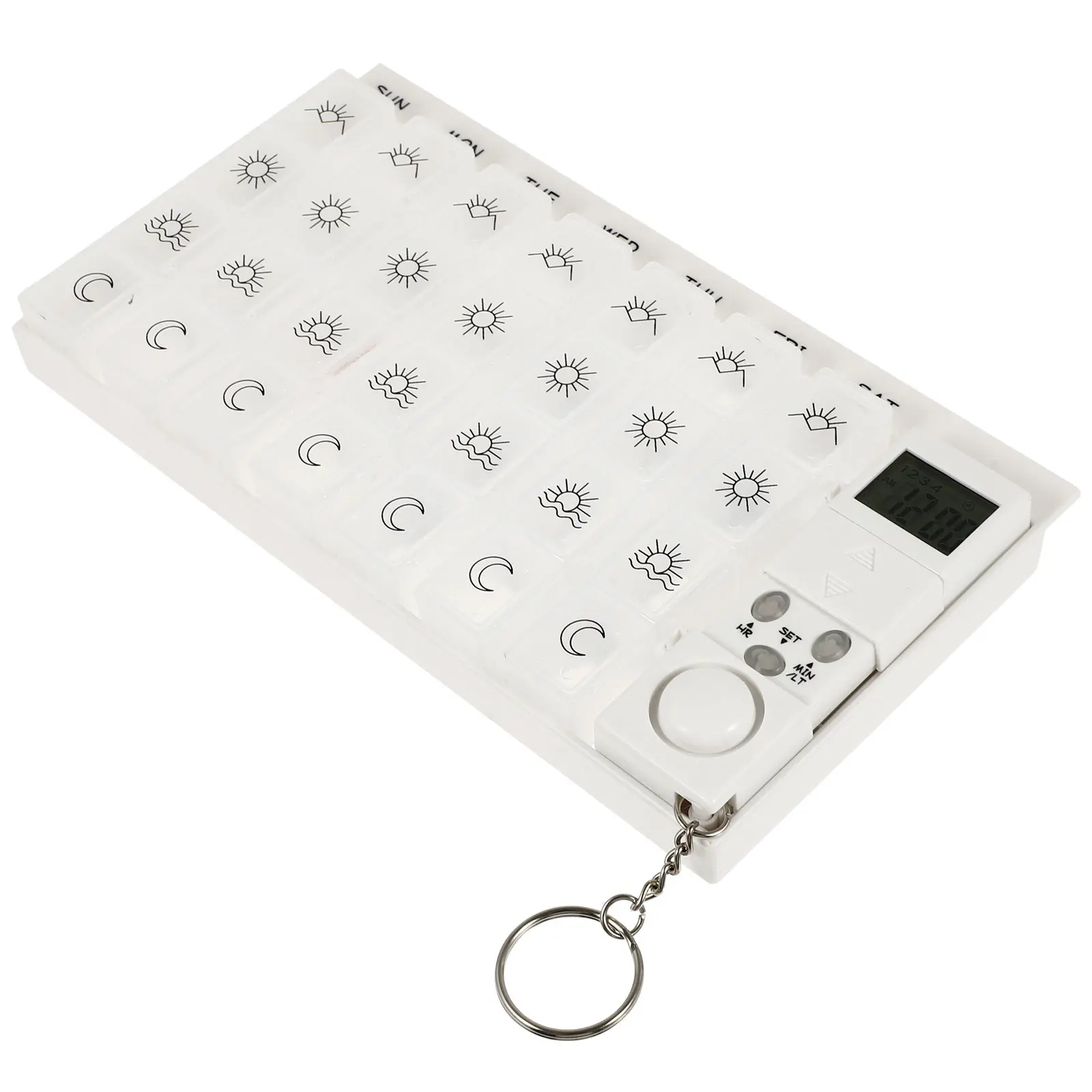 Weekly Digital Pill Box 7 Days 28 Compartments Alarm Reminder Loud Beeping 4 Times Daily Luminous LCD Backlight Travel Medicine