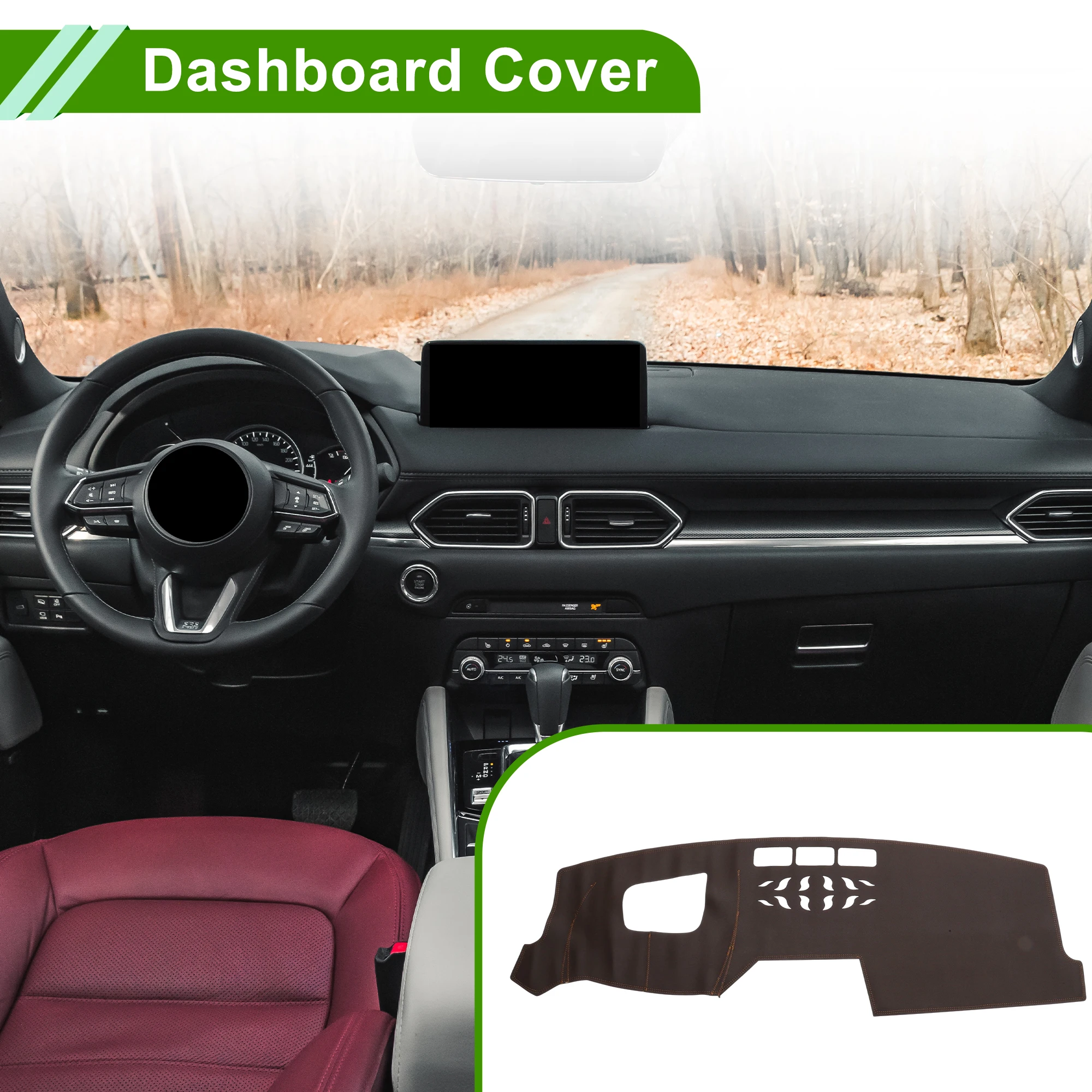 

Накладка на приборную панель UXCELL для Mazda CX-5 2022-2024, из искусственной кожи, коричневая, 1 шт.