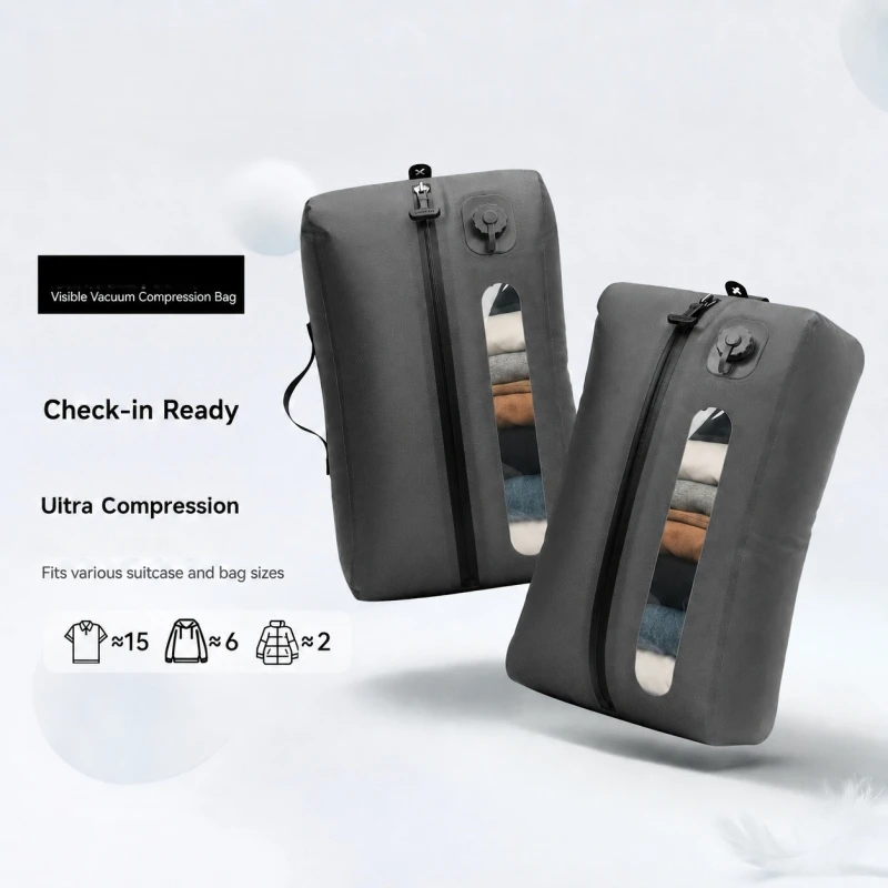 Travel Vacuum Compression Bag Electric USB Pump Airline Approved Ultra Space Saving Reusable Packing Cube For Suitcase Luggage