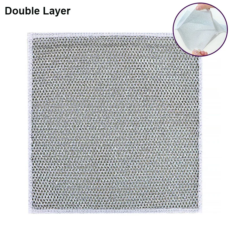 Kitchen Cleaning Cloth Steel Wire Dishwashing Cloth Non-stick Clean Towel Washing Rags Household Rust Removal Cleaning Cloths