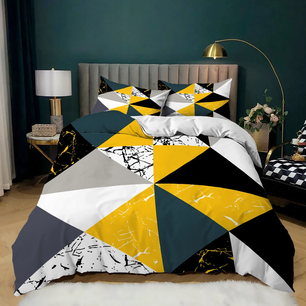 Stump Grain Marble Pattern Grid Pattern Duvet Cover Bedding Set Comforter Linen Pillowcases For Adults Single Double King Queen