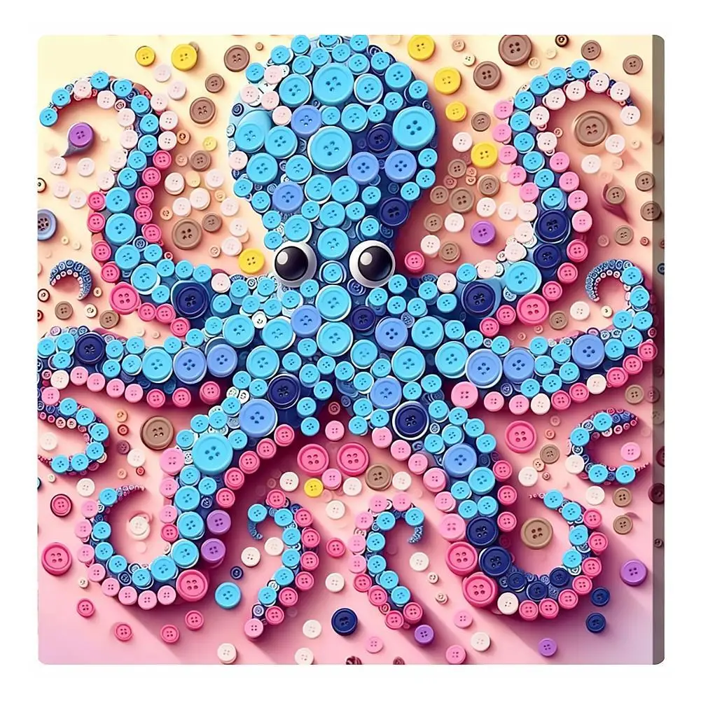 

DIY Animal Button Art Kit Peacock & Octopus Mosaic Painting Set Creative Craft for Adults & Kids,Wall Decor Handicraft toys