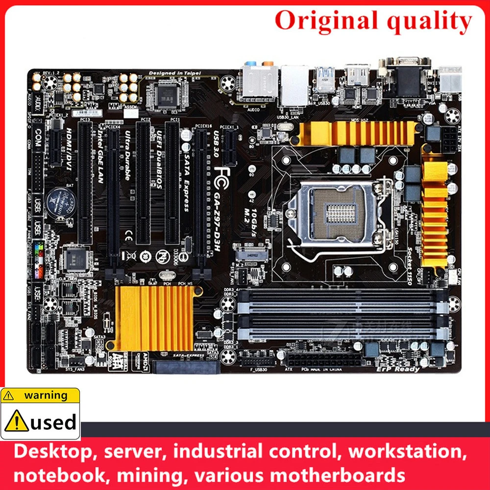 

For GA-Z97-D3H Z97-D3H Motherboards LGA 1150 DDR3 32GB ATX Intel Z97 Overclocking Desktop Mainboard SATA III USB3.0