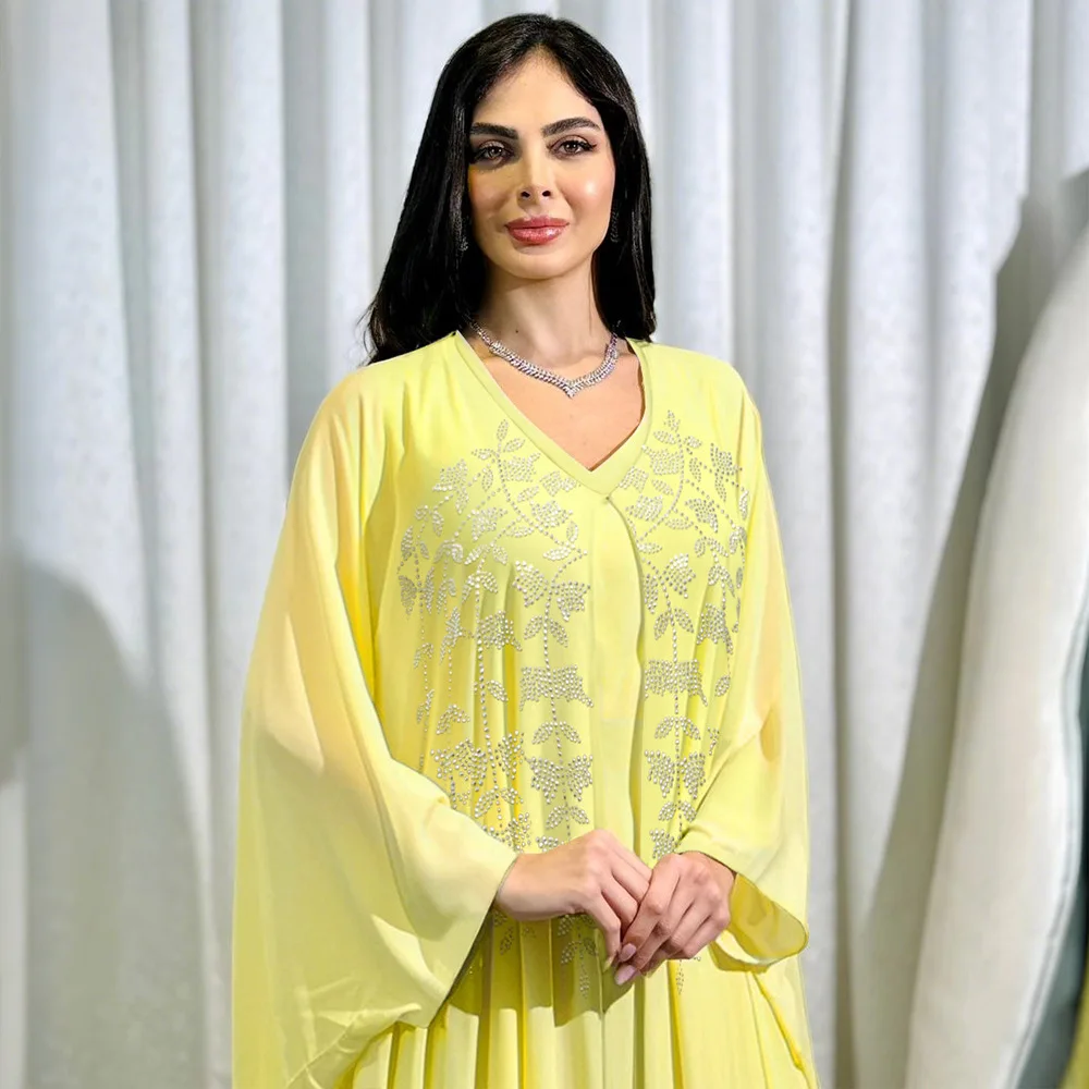 ملابس نسائية عباية عصرية إسلامية رداء تجميع عصري - فستان سهرة كاجوال عصري مرصع بأحجار الراين #4