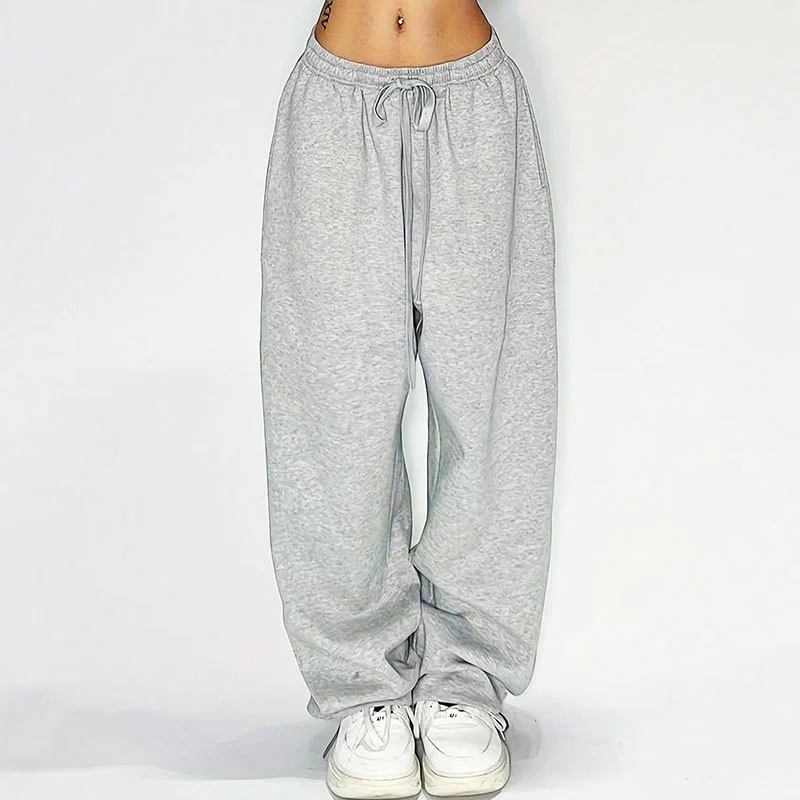 レディース原宿ワイドレッグスウェットパンツ 2025 春秋 無地 ファッション スポーツパンツ 女性 カジュアル オーバーサイズ ゆったりパンツ
