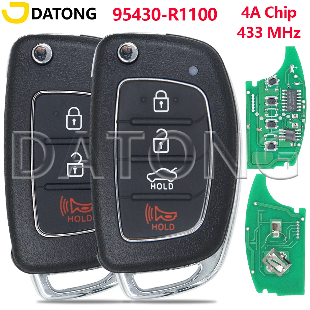 

Автомобильный ключ-пульт Datong SY5AERGE04 95430-R1100 4A с чипом PCF7939MA 433.92FSK HY14R для Hyundai HB20 2019-2022 годов