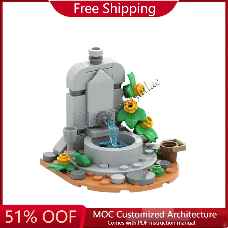 Mainan pajangan menawan model blok bangunan kastil Lego air mancur peri 55 bagian baru untuk anak-anak hadiah ulang tahun yang indah