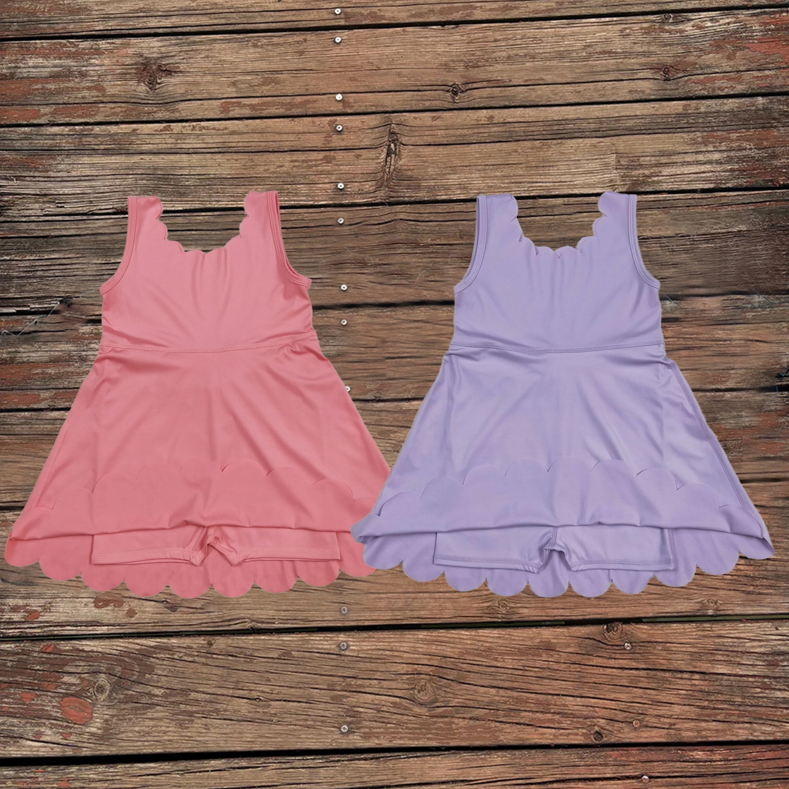 

Wholesale Sibling Baby Girl Sleeveless Yoga Active Wear Shorts Skort Knee Length Dresses Boutique Kids Children Designer Clothes