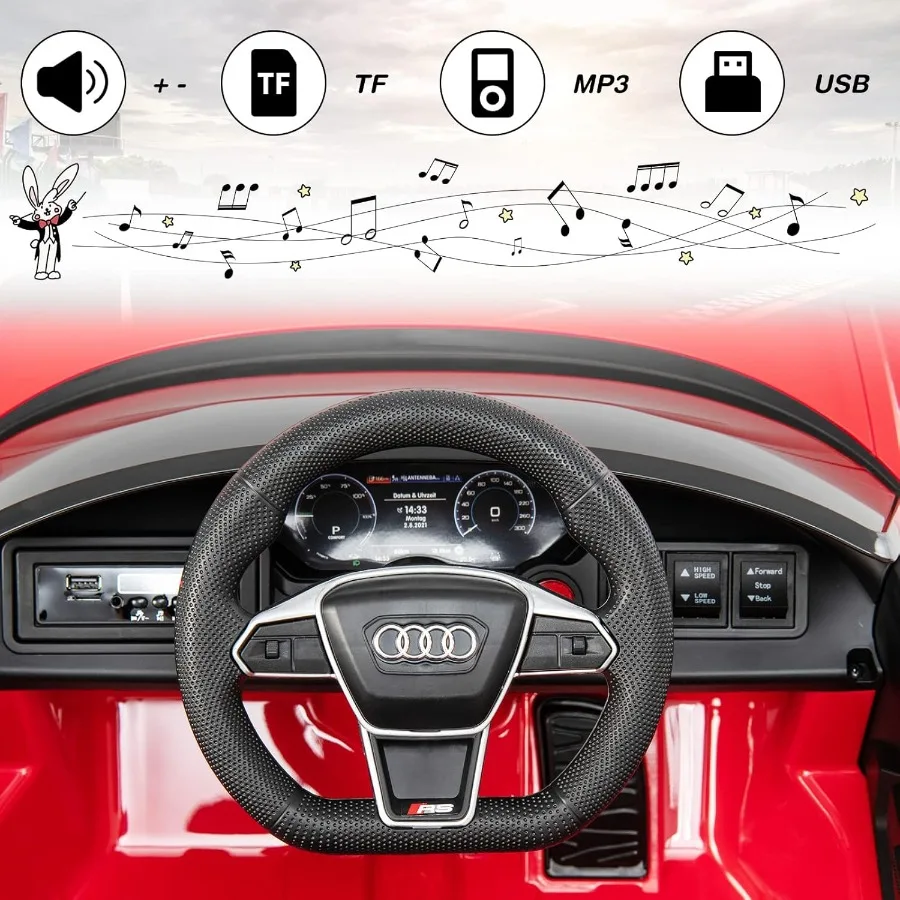 Samochodzik dla dzieci, licencjonowany pojazd elektryczny 12V z pilotem, zabawka dla maluchów zasilana akumulatorem z zawieszeniem sprężynowym, Headli