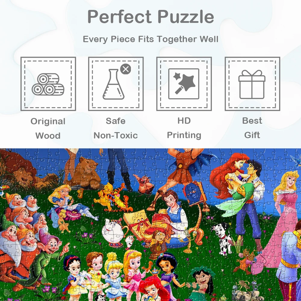 Personaggi Disney Puzzle di cartoni animati Bellissimo sfondo di prateria Giochi e puzzle Puzzle di carta trasparente cielo blu per adulti