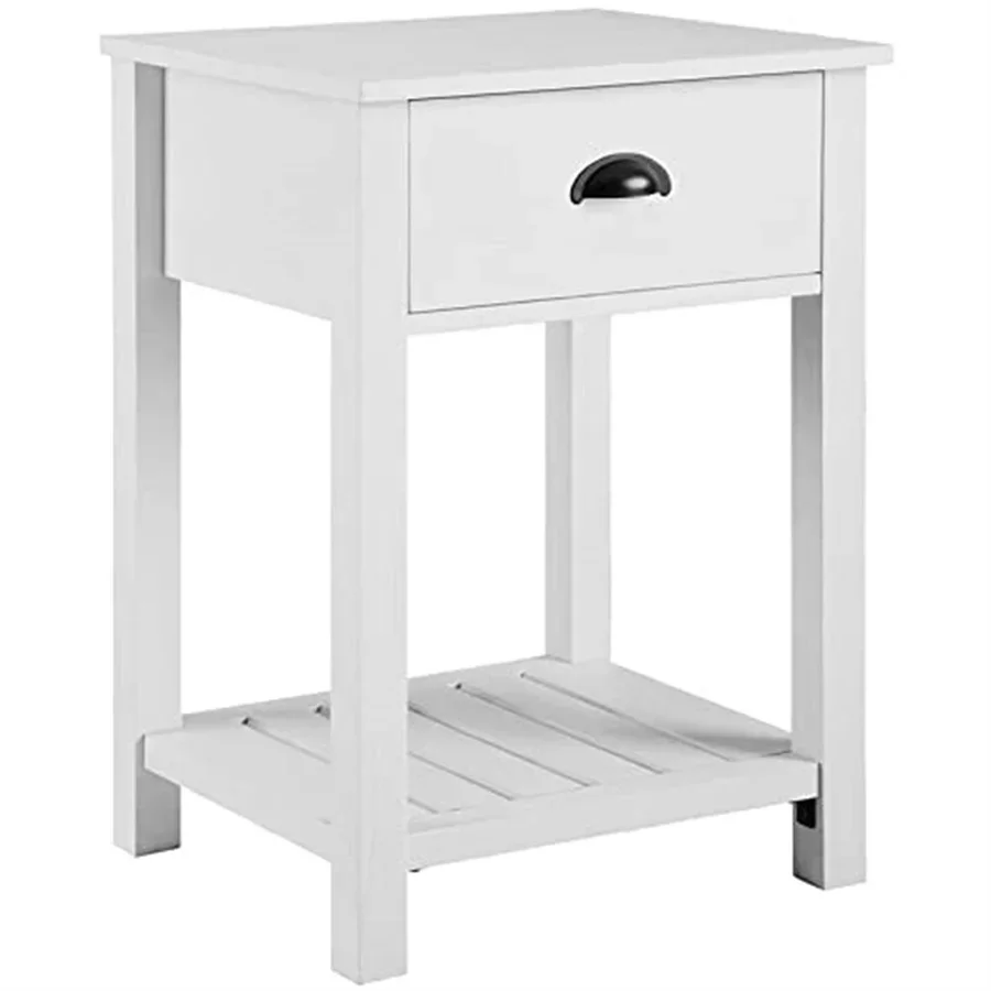 Nordic Style Hotel Bedroom Furniture Modern Bedside Table White Floating Small Wood Nightstands