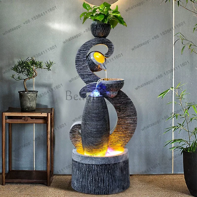 Swan love European-style flowing water fountain ornament opens to attract wealth water feature living room floor humidifier