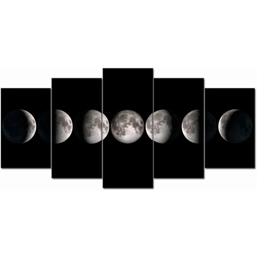 Black and white lunar images 5D DIY Diamond Painting 5 pcs New Collection Full Rhinestone Drill Mosaic Picture Embroidery Decor