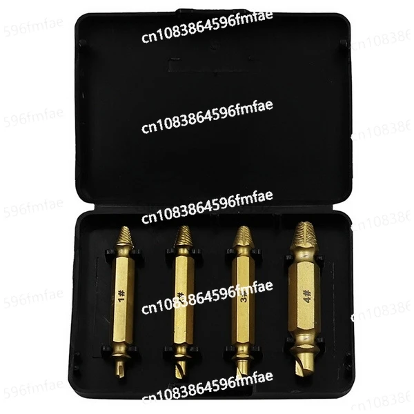 

DHL 200set High Quality 4pcs/set Titanium Broken Bolt Damage Screw Remover Extractor Drill Bits Easy Out Stud Reverse