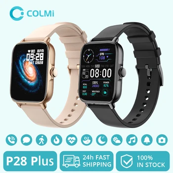 COLMI P28 플러스 스마트 워치 남성, IP68 방수 음성 블루투스 통화 스마트워치, 안드로이드 iOS 휴대폰용, 2023 버전 