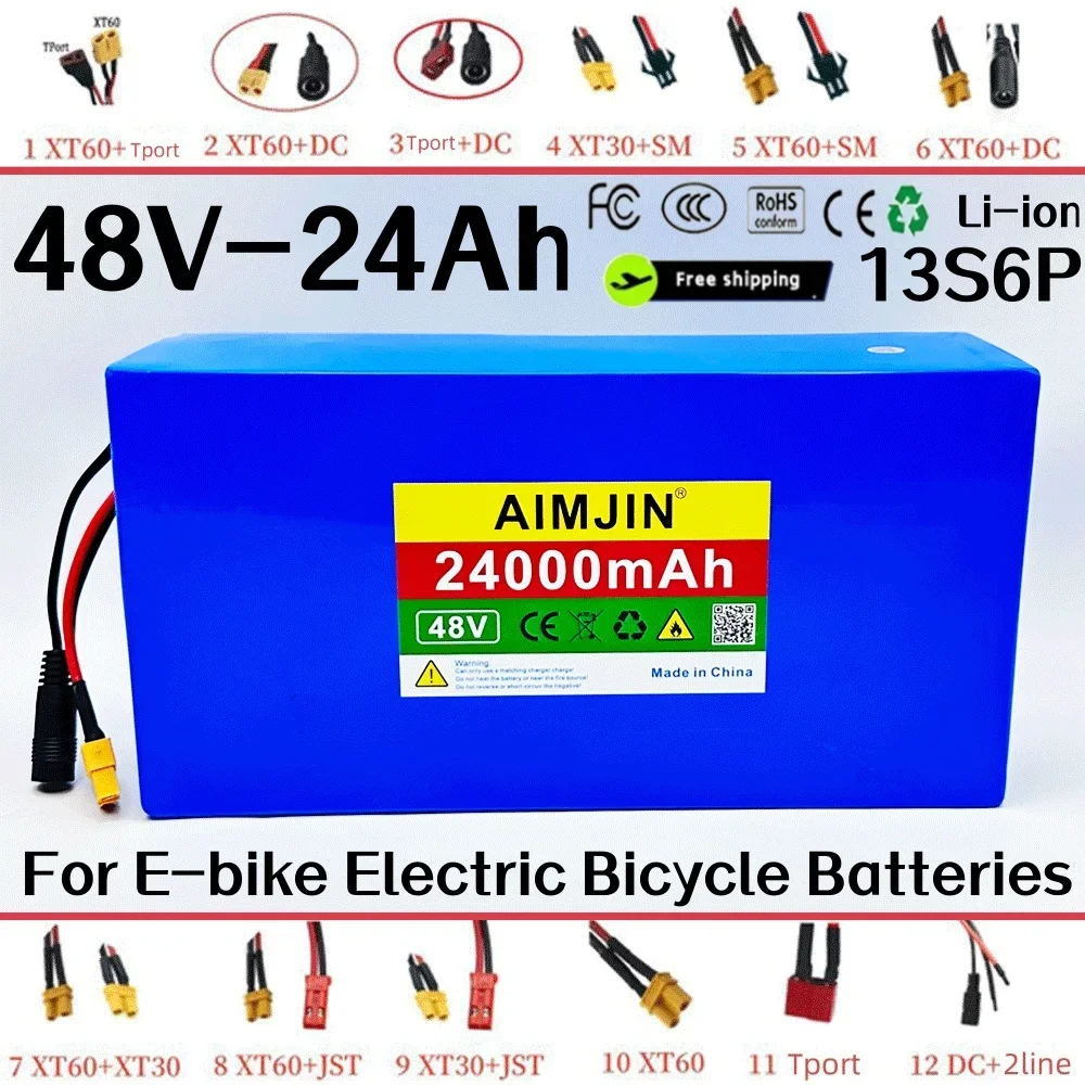 

100% brand-new 48V 24000mAh 13S6P Li-ion Battery Pack 2000W Citycoco Motorized Scooter Battery Built In 50A BMS+54.6v 2a charger