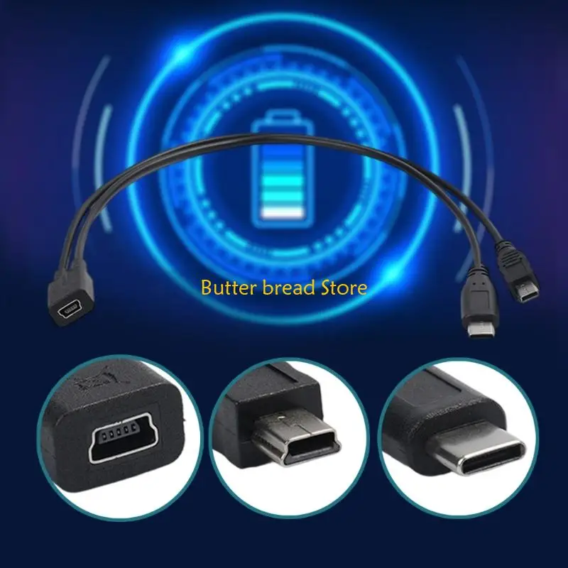 W89C Compact Mini USB 5p Женский до типа C Мужчина и мини -USB 5p мужской зарядный шнур