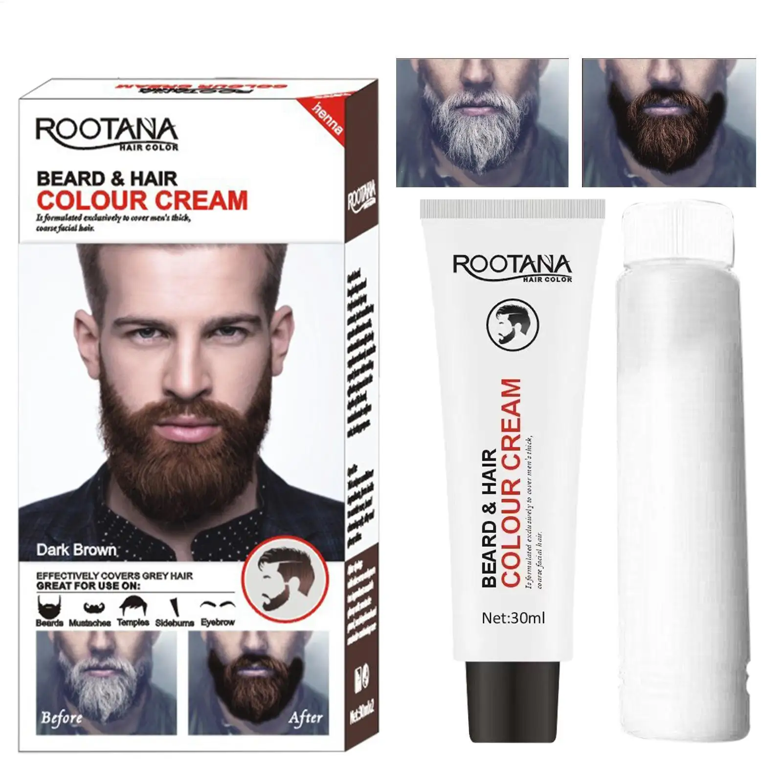 Black Brown Beard Dye Cream Long-Lasting Coloring Beard Cream Blackening Beard Coloring Nourishing Beard Cream Men dye cream