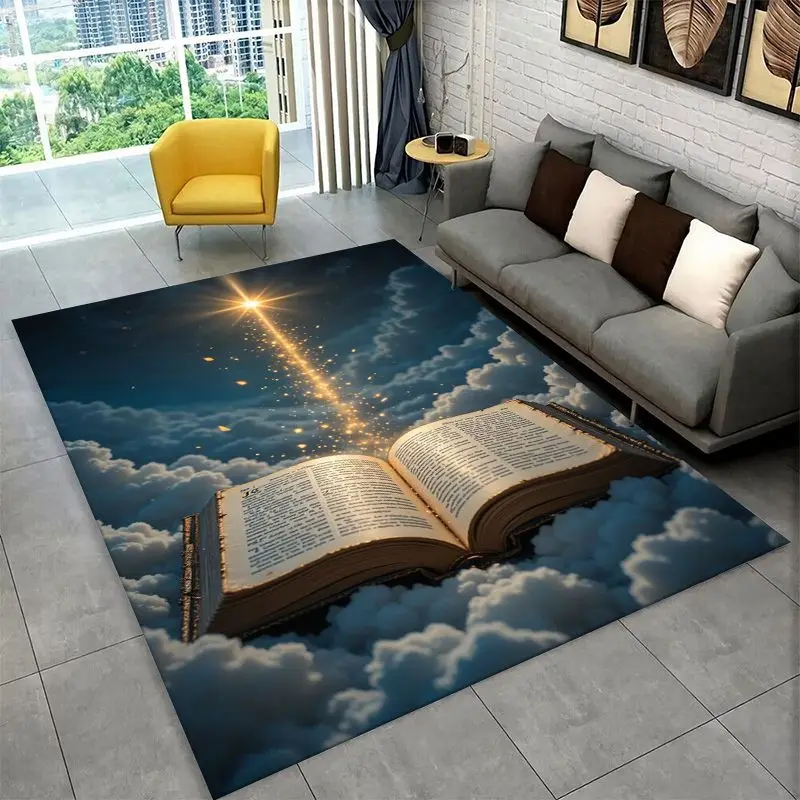 Classic Cross Bible Christian Faith Retro Large Area Rug Non-slip Durable Carpet for Bedroom Living Room Sofa Doormat Home Decor