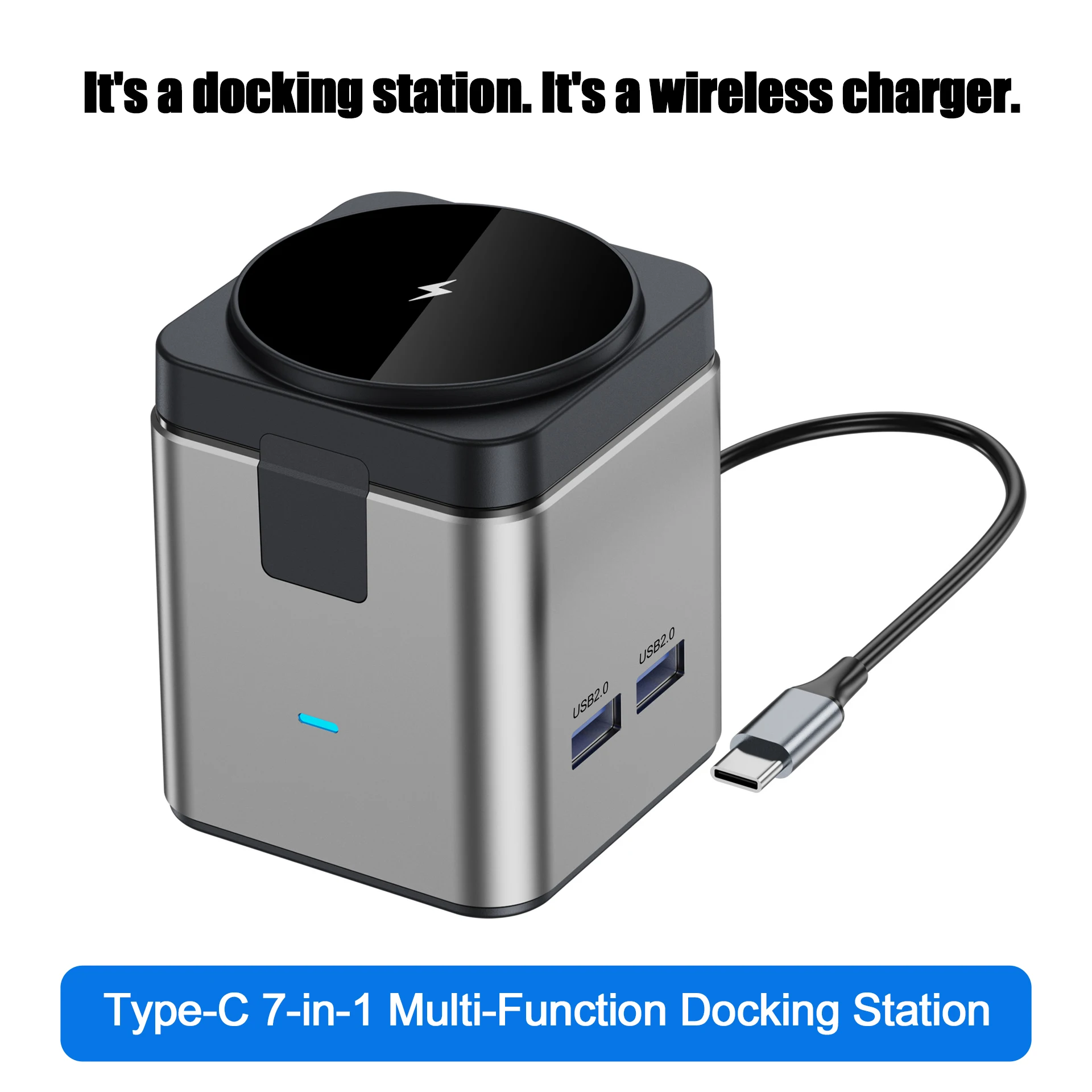 

Expansion Dock Computer Splitter Interface Expansion Type-C Dual-Head Expansion Dock USB Hub 15W Magnetic Wireless Charger