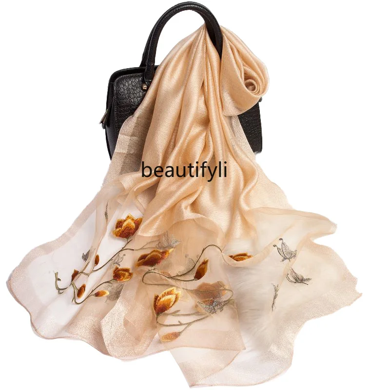 

Silk mulberry silk scarf women autumn and winter middle-aged and elderly shawl gift mother teacher scarf