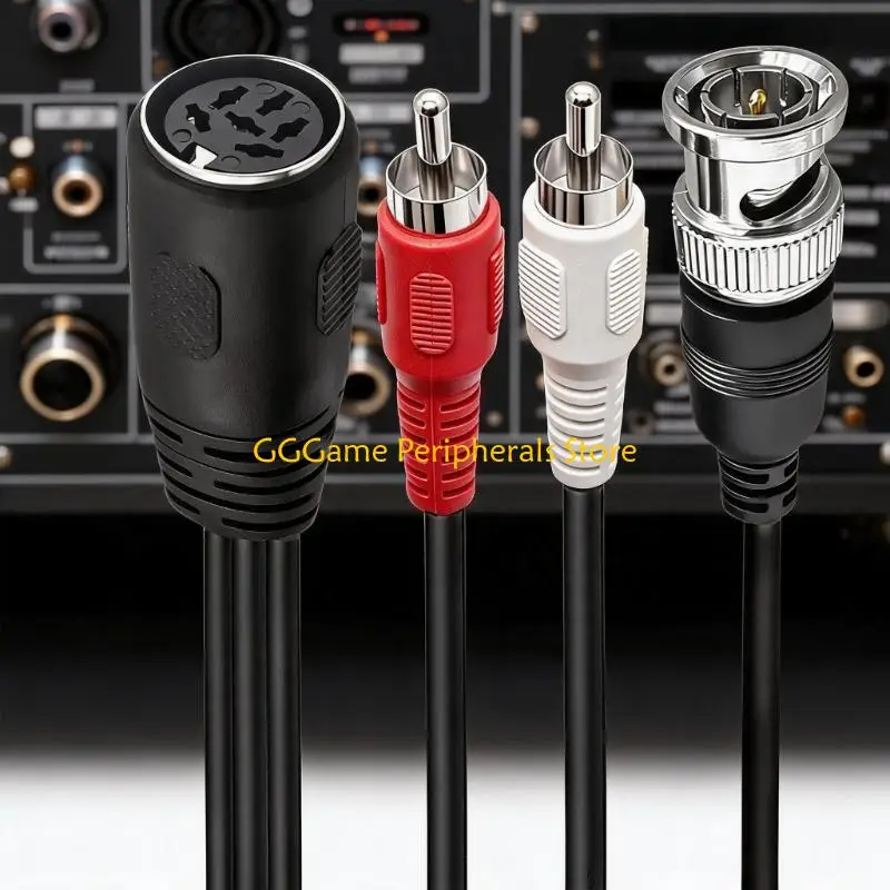U55B DIN 6 Pin Female to BNC and Red White Wire, 50cm PVC Cord with Metal Shell for DIN 6P Shelf Routing in Older Home Units and