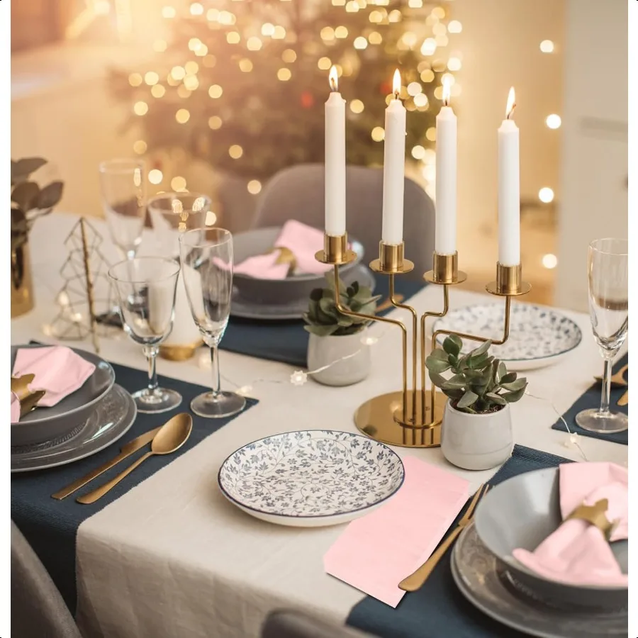 50 piezas de servilletas de papel de color rosa claro de 3 capas, toallas para invitados de 13x15,7 pulgadas, toallas de mano de papel para baño, cocina, boda